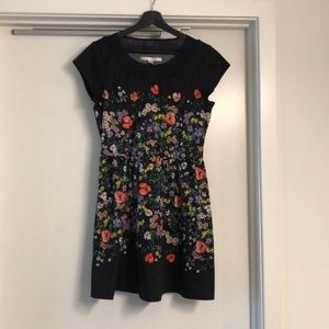 LAUREN CONRAD Black Dress with Floral Pattern